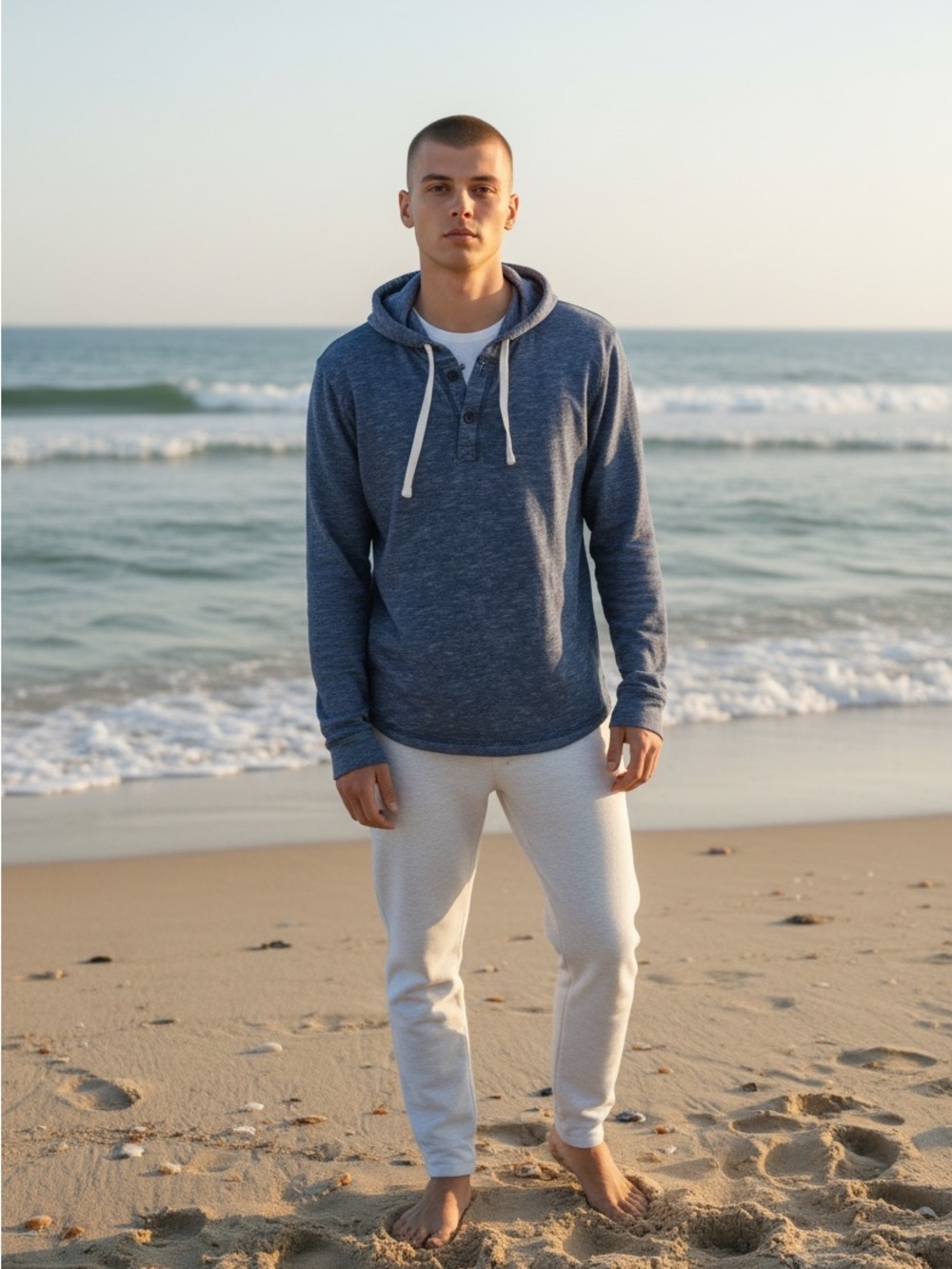 L.O.G.G. by H&M Men's V-Neck Pullover Hoodie Sweatshirt